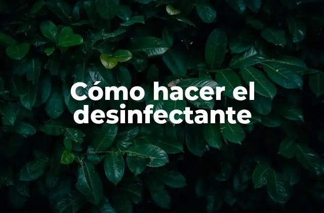 Cómo Hacer el Desinfectante