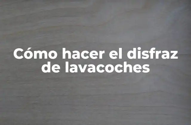 Cómo Hacer el Disfraz de Lavacoches
