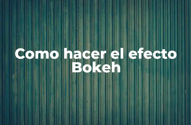 Como Hacer el Efecto Bokeh
