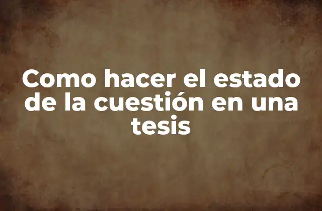 Como Hacer el Estado de la Cuestión en una Tesis