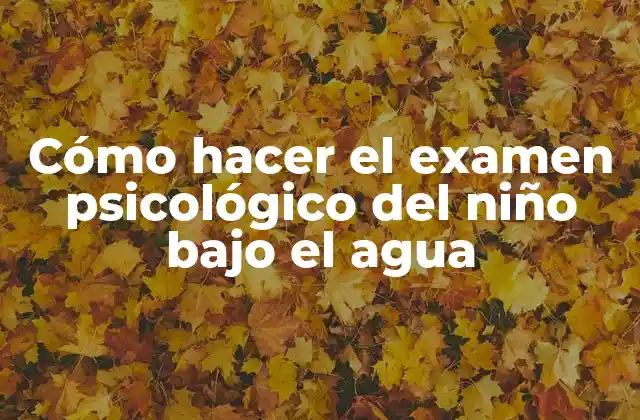 Cómo Hacer el Examen Psicológico Del Niño bajo el Agua