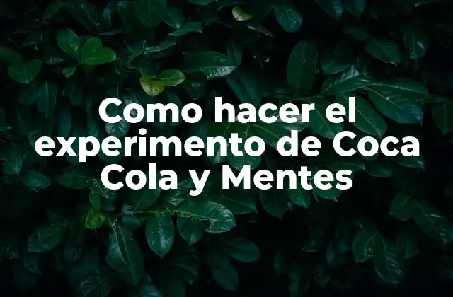 Como Hacer el Experimento de Coca Cola y Mentes