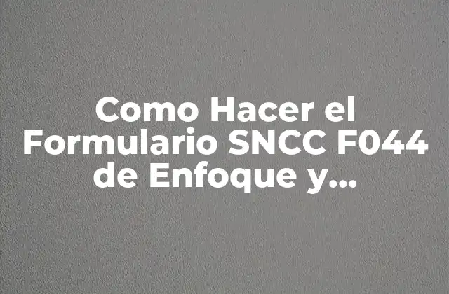 Como Hacer el Formulario Sncc F044 de Enfoque y Metodología