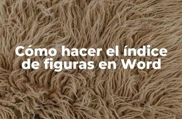 Cómo Hacer el Índice de Figuras en Word