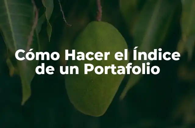 Cómo Hacer el Índice de un Portafolio