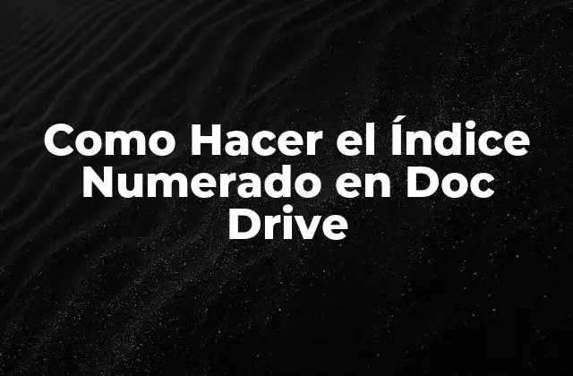 Como Hacer el Índice Numerado en Doc Drive