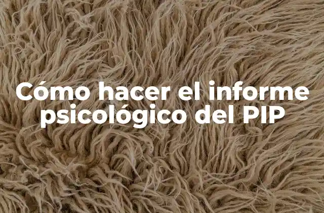 Cómo Hacer el Informe Psicológico Del Pip