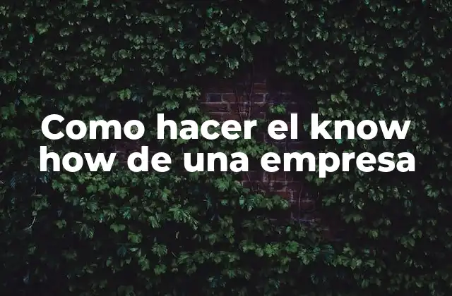 Como Hacer el Know How de una Empresa