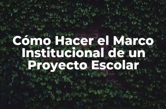 Cómo Hacer el Marco Institucional de un Proyecto Escolar
