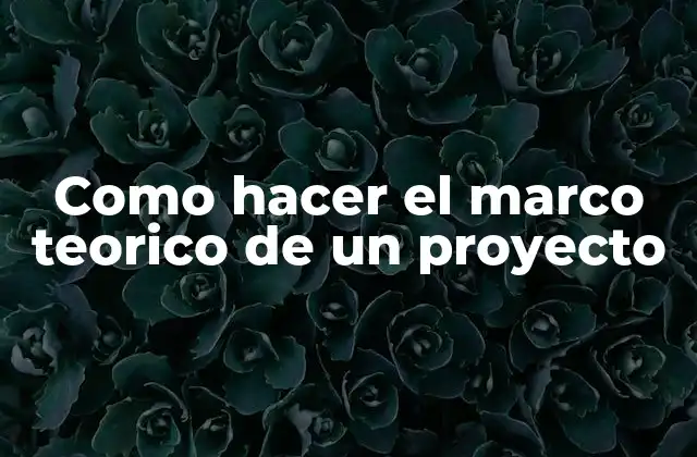 Como Hacer el Marco Teorico de un Proyecto
