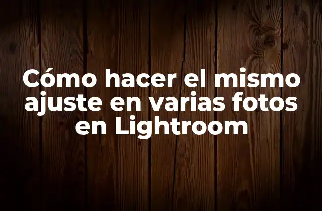 Cómo Hacer el Mismo Ajuste en Varias Fotos en Lightroom