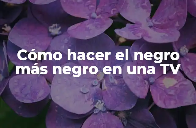 Cómo Hacer el Negro Más Negro en una Tv