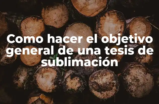 Como Hacer el Objetivo General de una Tesis de Sublimación