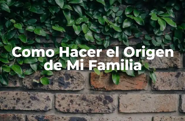 Como Hacer el Origen de Mi Familia