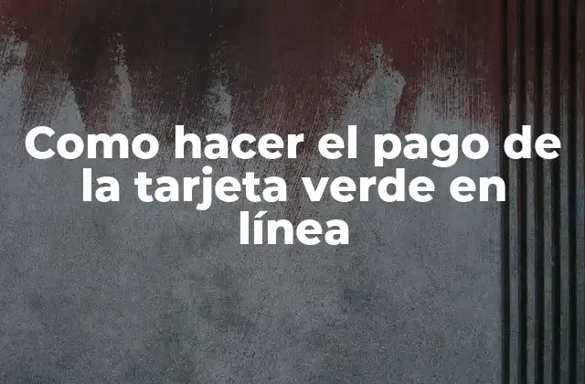 Como Hacer el Pago de la Tarjeta Verde en Línea