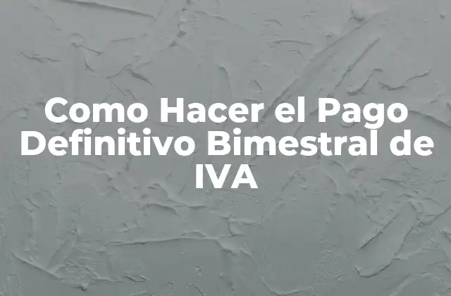 Como Hacer el Pago Definitivo Bimestral de Iva