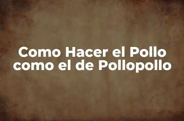 Como Hacer el Pollo como el de Pollopollo