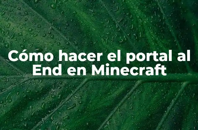 Cómo Hacer el Portal Al End en Minecraft