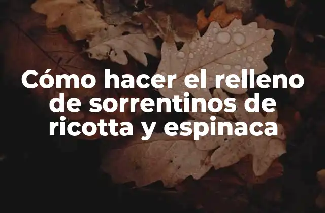 Cómo Hacer el Relleno de Sorrentinos de Ricotta y Espinaca