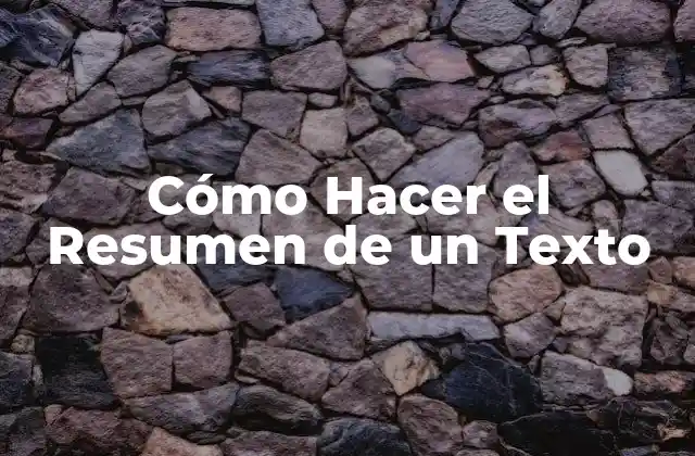 Cómo Hacer el Resumen de un Texto