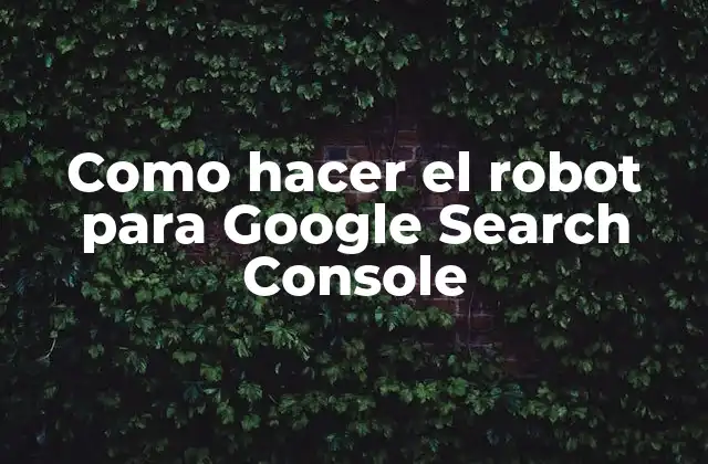 Como Hacer el Robot para Google Search Console