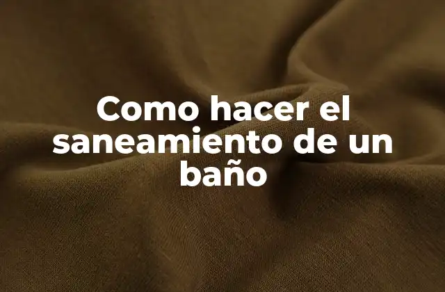Como Hacer el Saneamiento de un Baño