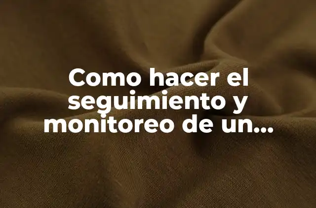 Como Hacer el Seguimiento y Monitoreo de un Proyecto