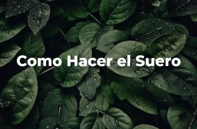Como Hacer el Suero