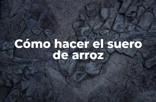 ¿Qué es el suero de arroz?