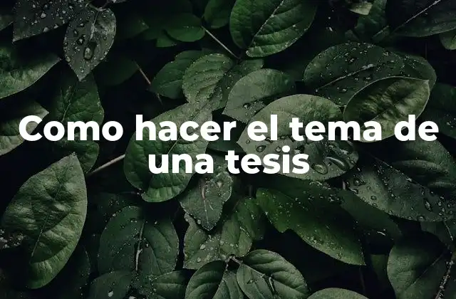 Como Hacer el Tema de una Tesis