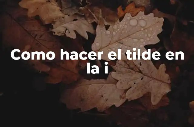 Como Hacer el Tilde en la I