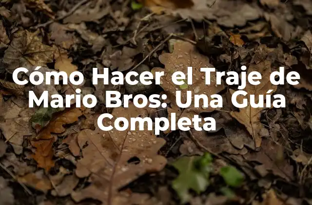 Cómo Hacer el Traje de Mario Bros: una Guía Completa