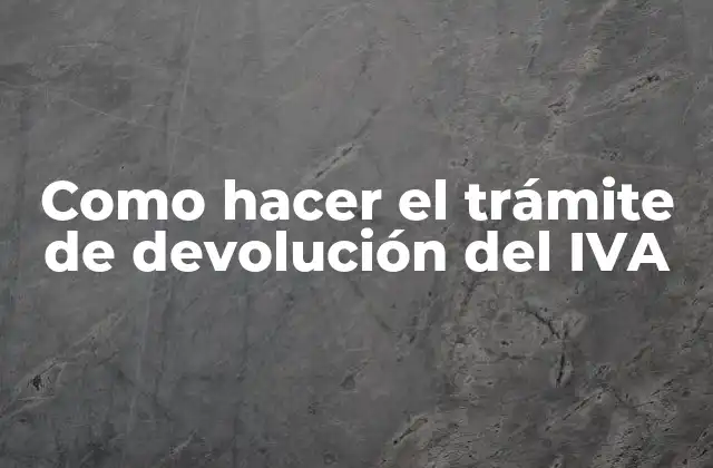 Como Hacer el Trámite de Devolución Del Iva