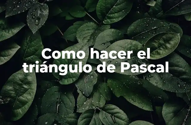 Como Hacer el Triángulo de Pascal