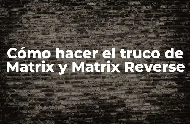 Cómo Hacer el Truco de Matrix y Matrix Reverse