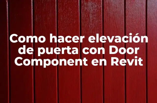 Como Hacer Elevación de Puerta con Door Component en Revit