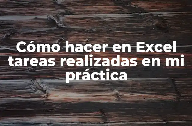 Cómo Hacer en Excel Tareas Realizadas en Mi Práctica