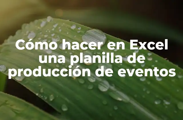 Cómo Hacer en Excel una Planilla de Producción de Eventos