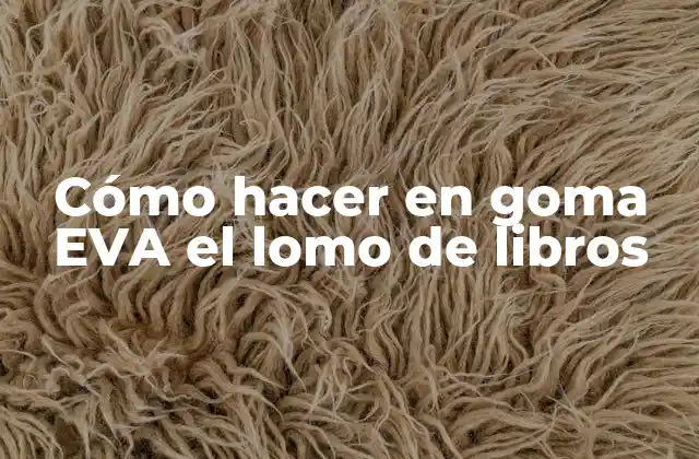Cómo Hacer en Goma Eva el Lomo de Libros