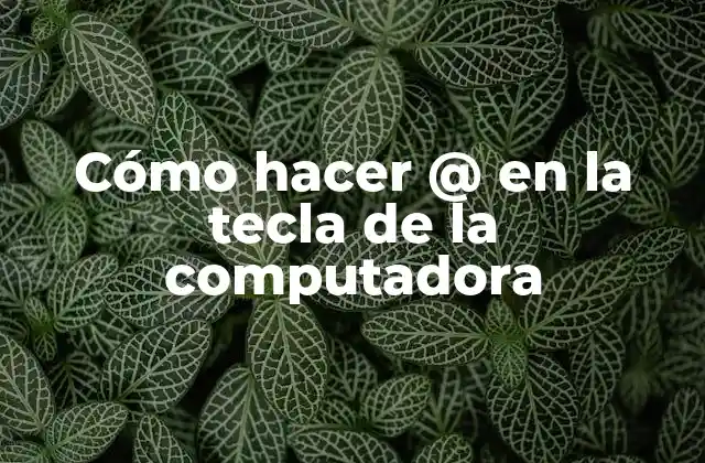 Cómo Hacer @ en la Tecla de la Computadora
