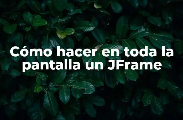 Cómo Hacer en Toda la Pantalla un Jframe