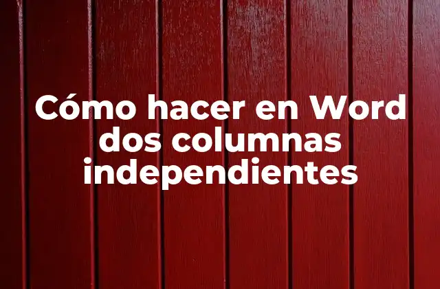 Cómo Hacer en Word Dos Columnas Independientes