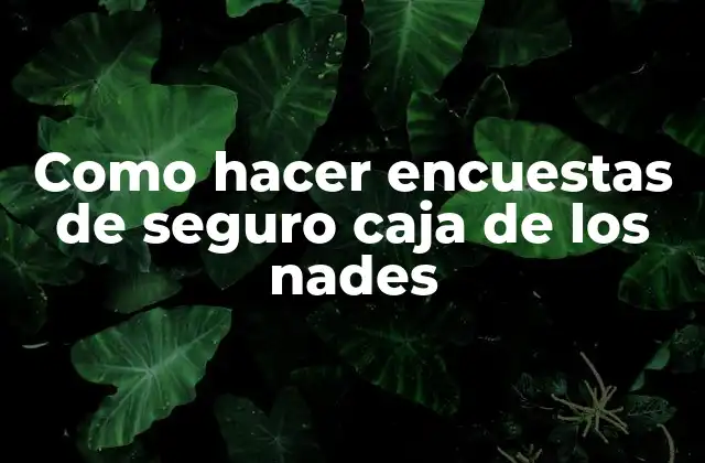 Como Hacer Encuestas de Seguro Caja de los Nades