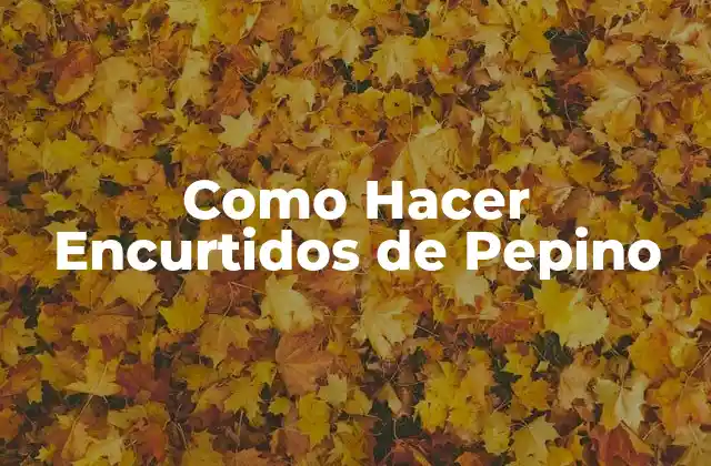 Como Hacer Encurtidos de Pepino