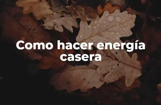 Como Hacer Energía Casera 2 ¿Qué es la energía casera y cómo funciona?
