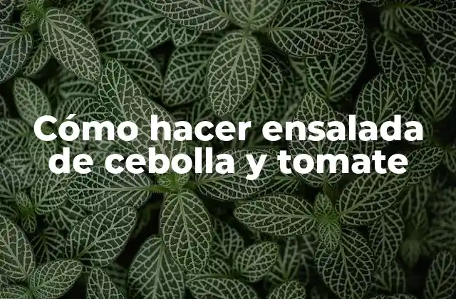 Cómo Hacer Ensalada de Cebolla y Tomate 2 Ensalada de cebolla y tomate: una combinación clásica y deliciosa