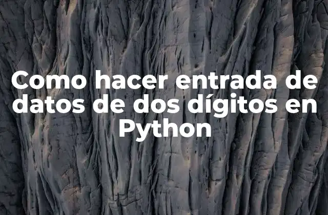 Como Hacer Entrada de Datos de Dos Dígitos en Python