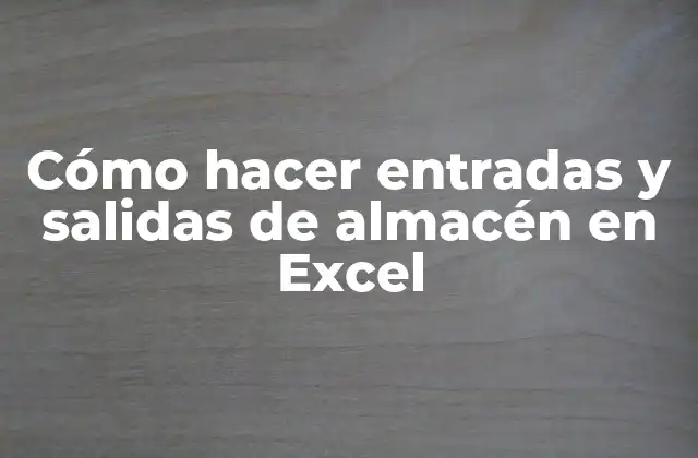 Cómo Hacer Entradas y Salidas de Almacén en Excel