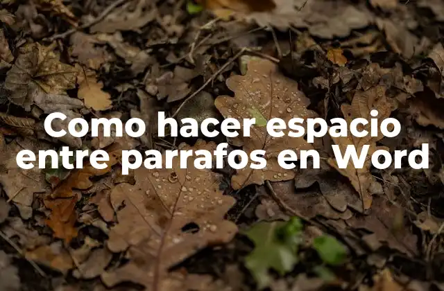 Como Hacer Espacio entre Parrafos en Word