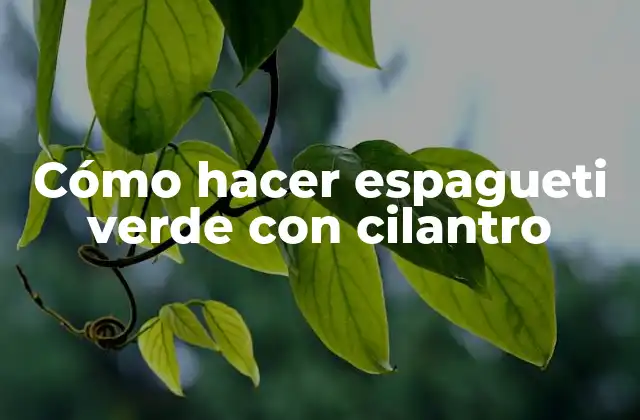 Cómo Hacer Espagueti Verde con Cilantro